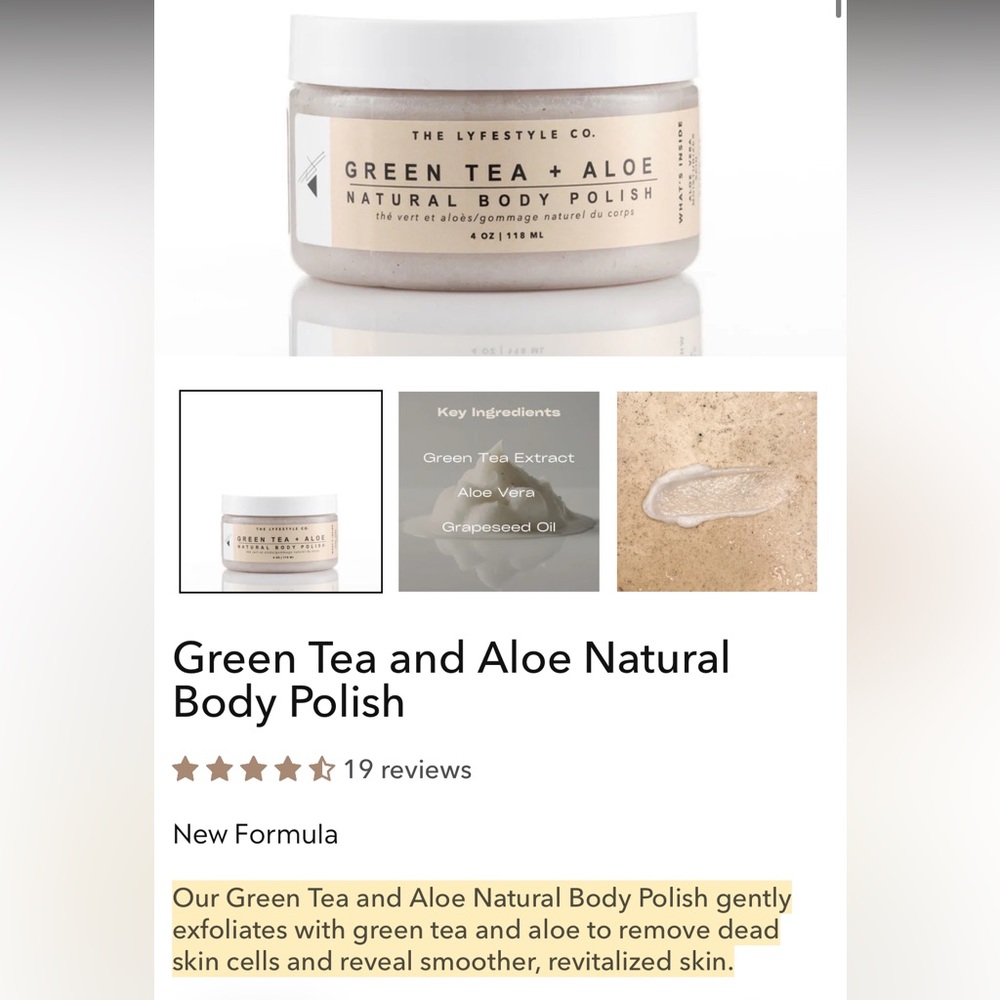 The Lyfestyle Co. Green Tea + Aloe Natural Body Polish